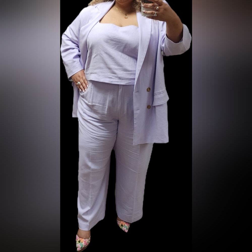 Lavender Linen Three-Piece Suit Blazer, Pants & Top PERFECT FOR SPRING